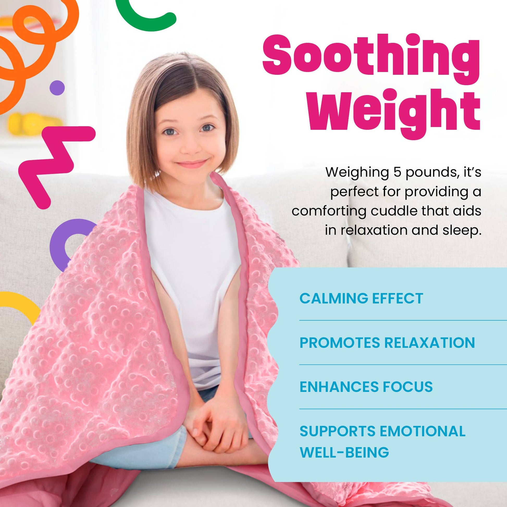 5lb Child's Weighted Blanket - 36" x 48" Dotted Texture Pink