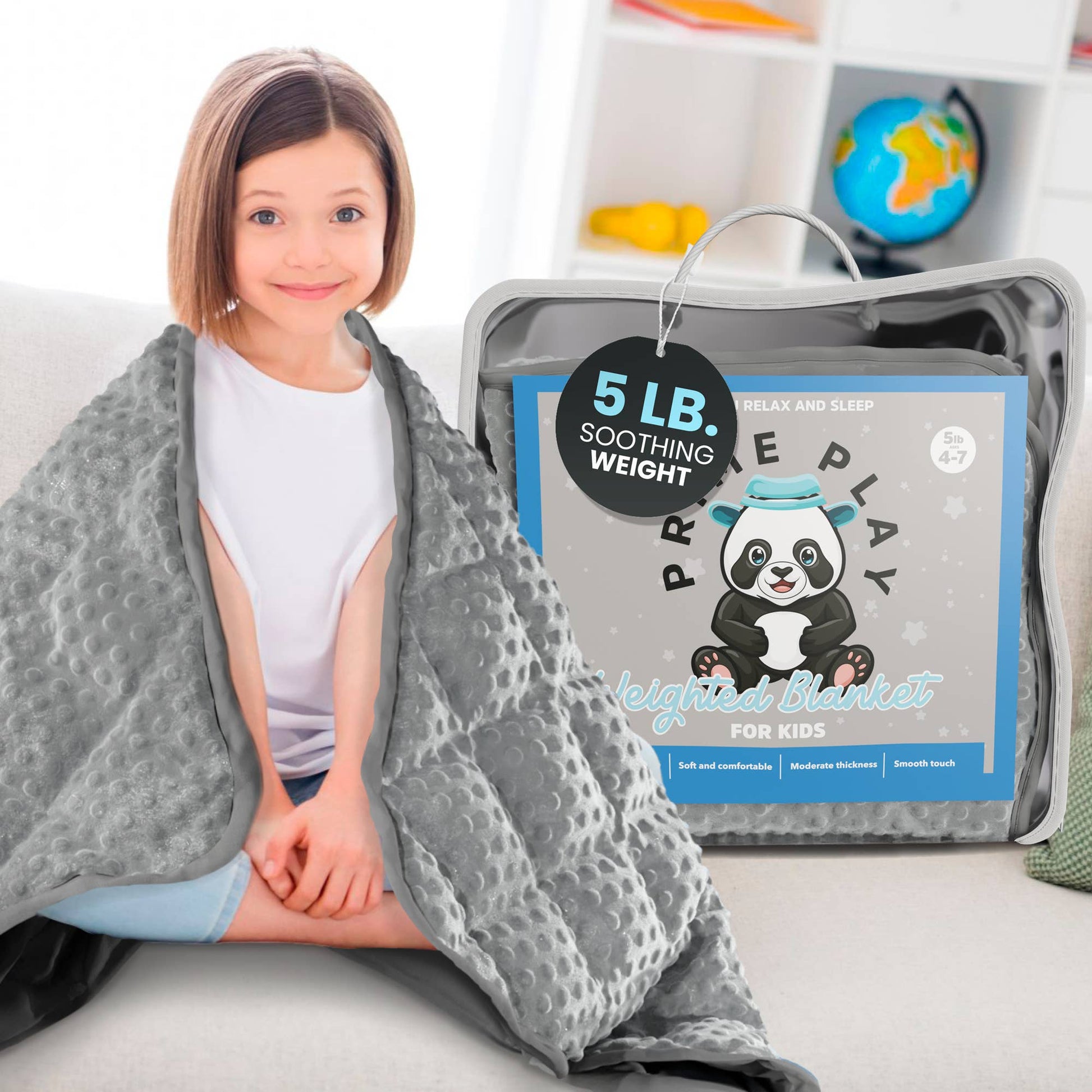 5lb Child's Weighted Blanket - 36" x 48" Dotted Texture GREY