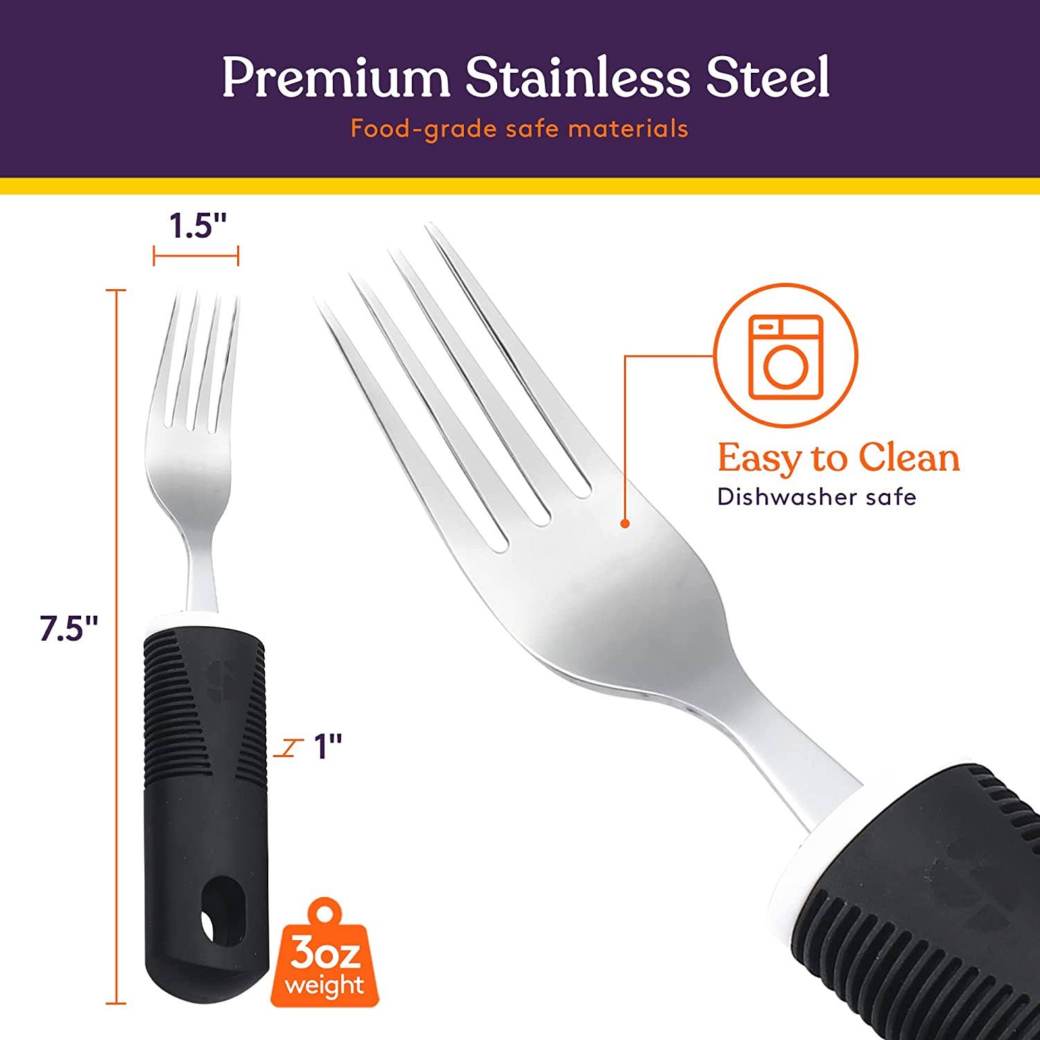 Adaptive Utensils - Arthritis Aid Silverware Set - Black