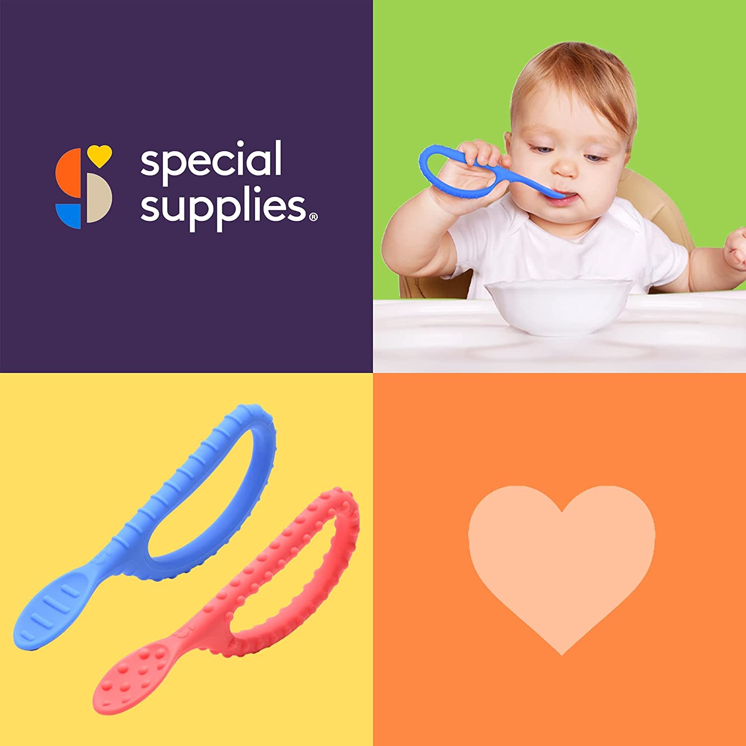 Special Supplies Duo Spoon Loops Oral Motor Therapy Tools, 2 Pack