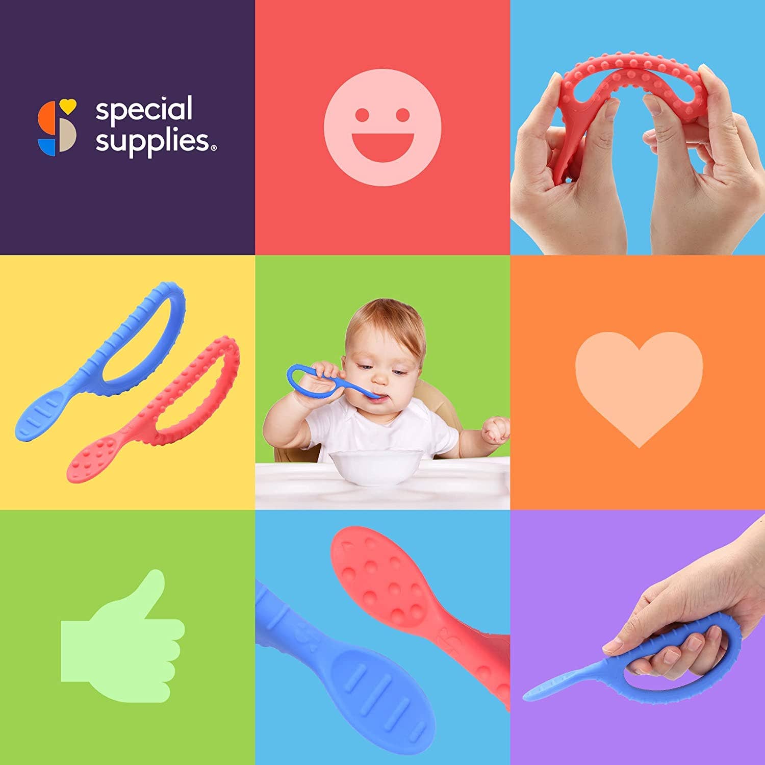 Special Supplies Duo Spoon Loops Oral Motor Therapy Tools, 2 Pack