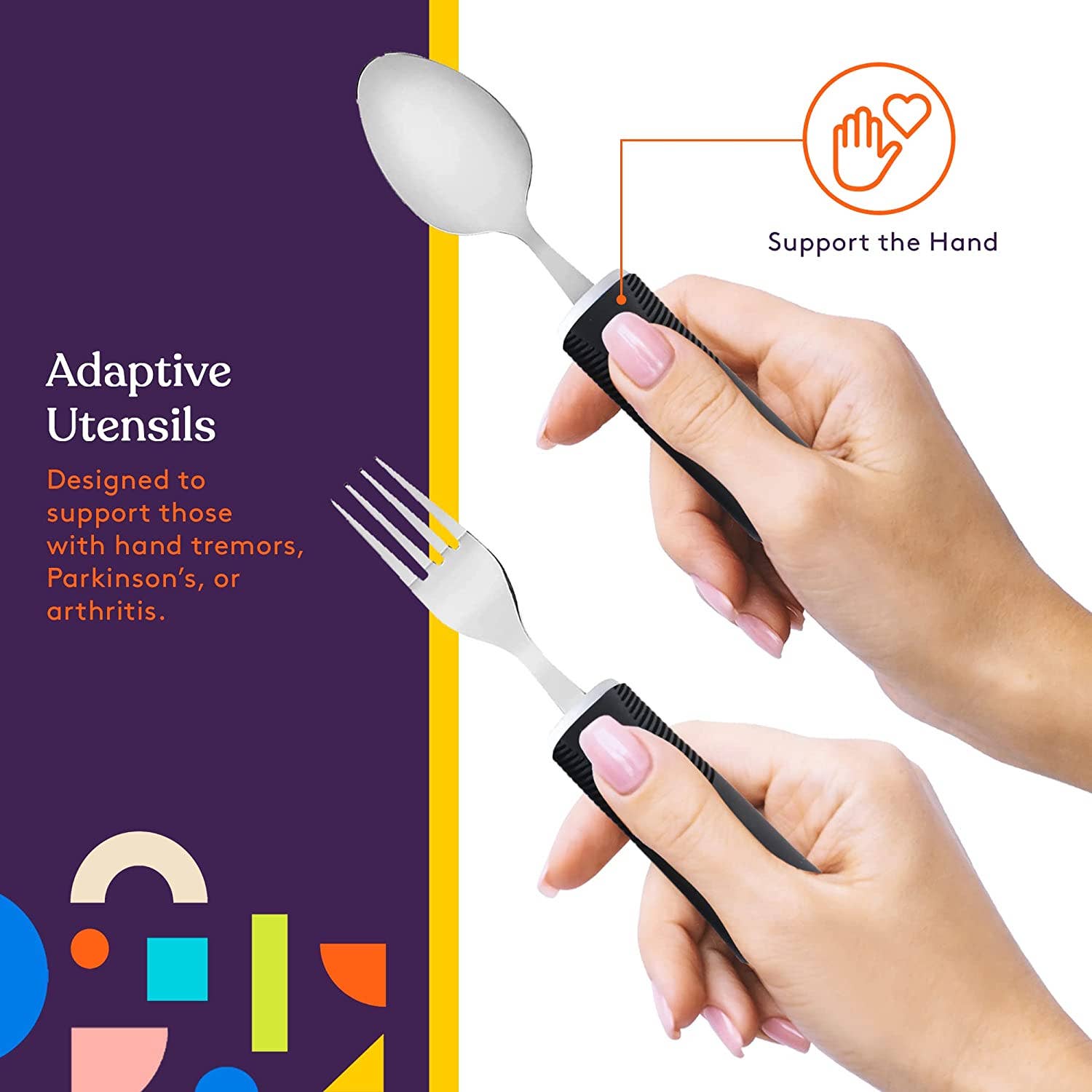 Adaptive Utensils - Arthritis Aid Silverware Set - Black
