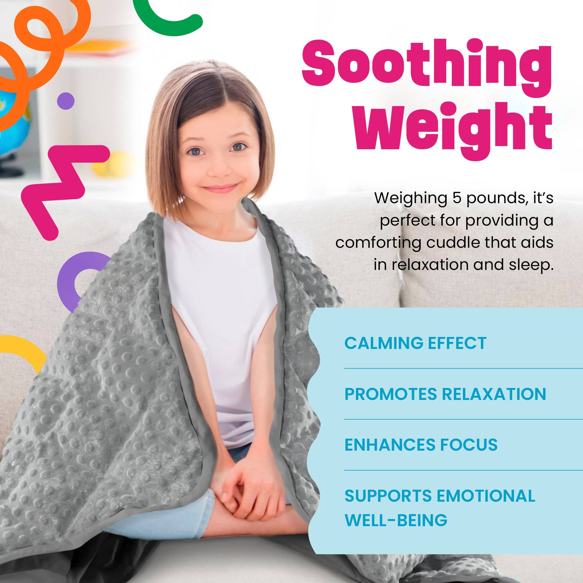 5lb Child's Weighted Blanket - 36" x 48" Dotted Texture GREY
