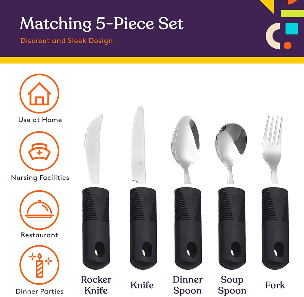 Adaptive Utensils - Arthritis Aid Silverware Set - Black