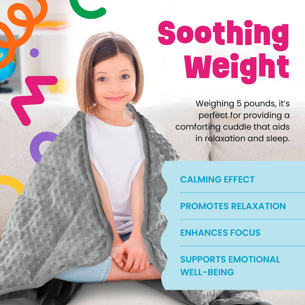 5lb Child's Weighted Blanket - 36" x 48" Dotted Texture GREY